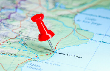 Puerto San Julian, Argentina pin on map