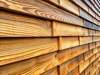 Overlapping planks of ship lap siding create a dynamic, layered visual effect on the building's exterior, evoking a