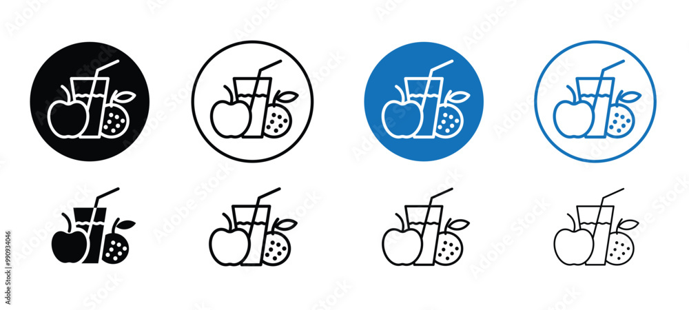 Poster a comprehensive set of vector juice icons in various styles and formats for branding, identity, and 