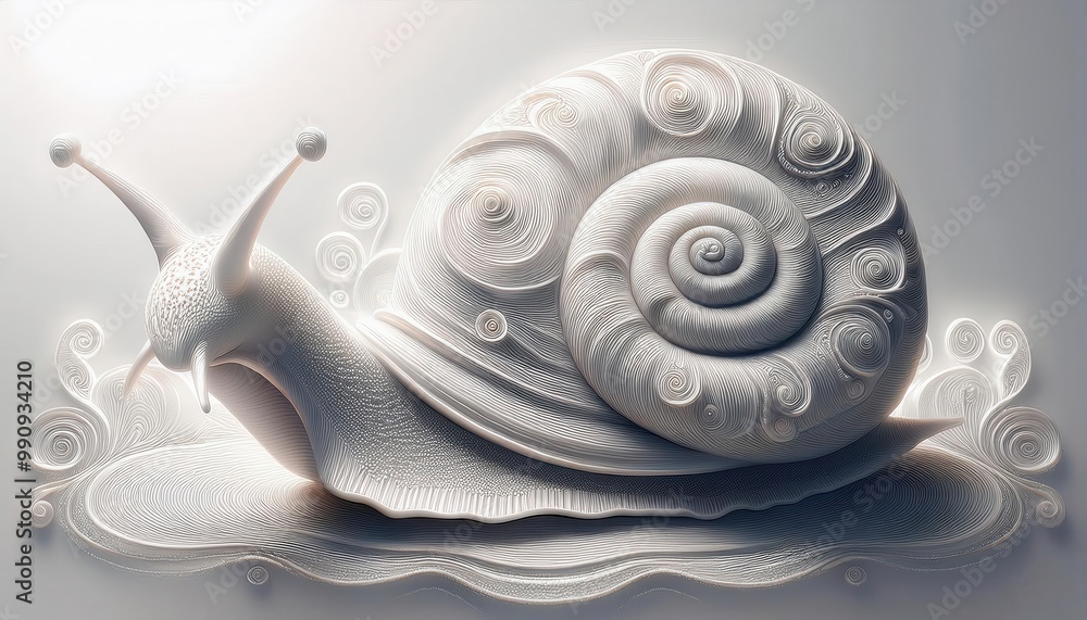 Aufkleber a surreal and abstract depicting a hypnotic swirling snail shell like form floating in a serene unde