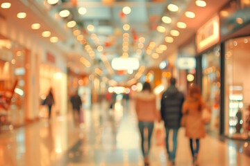 Intentional Blurred Image of People in Shopping Center