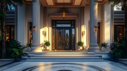 Main door of the Billionaire Mansion. Generative AI.