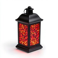 A decorative lantern with a vibrant stained glass design, radiating warm light and enhancing any ambiance.