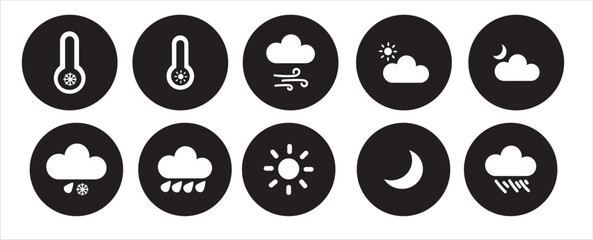 Weather icon set vector illustration. Weather conditions icons