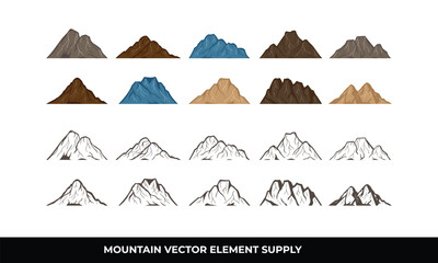 Various styles mountains various color variations.