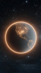 Obraz premium This visual representation showcases Earth against a dark backdrop, emphasizing the planet's beauty while calling attention to pressing environmental challenges and sustainability efforts