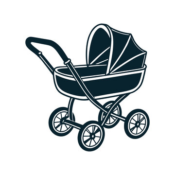 recommend clip art: black baby carriage Baby Stroller silhouette for a newborn vector art illustration