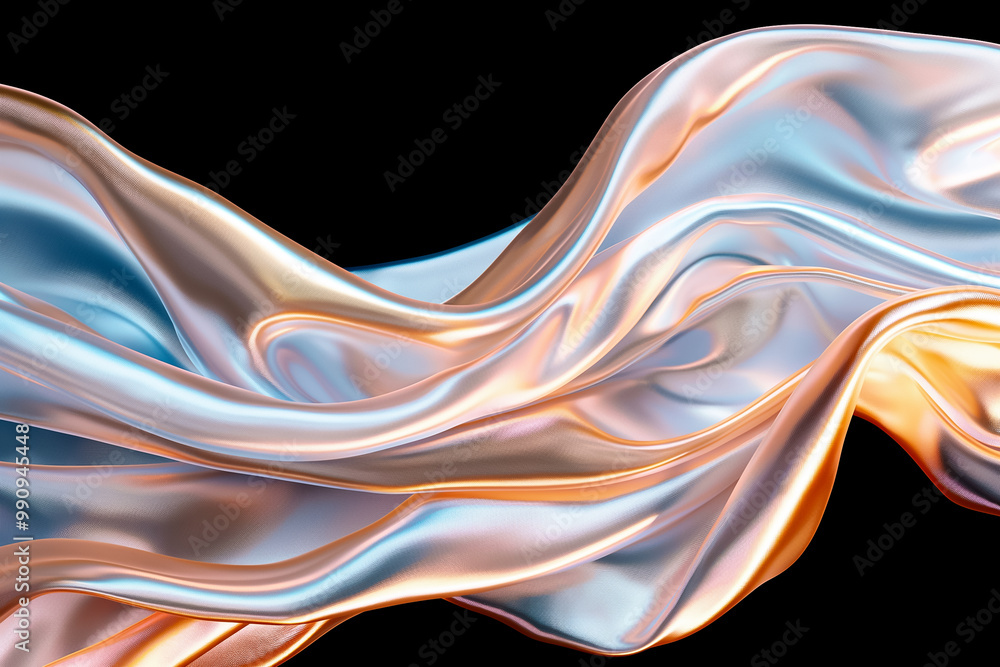 Poster the fabric flows gracefully with smooth curves and rich colors, creating a tranquil atmosphere ideal