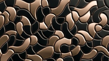 Fototapeta premium 标题：Stylish geometric mosaic pattern with metallic shades, representing modern art and intricate design elements. Contemporary visual texture for interior decoration and graphic design inspiration