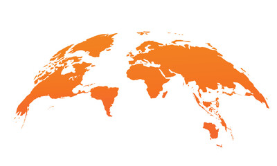 Curved world map on white background.world news and articles. Vector illustration.