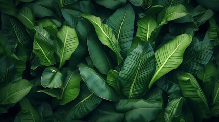 Obraz premium A dense arrangement of green leaves creating a lush, natural backdrop.