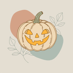 Pumpkin for Halloween. Thin line style