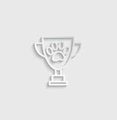 animal pet trophy icon vector  paw dog or cat and cup winner 
