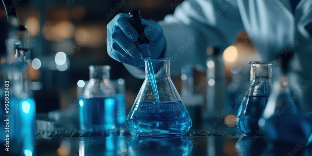 Poster scientist conducting experiments in laboratory setting