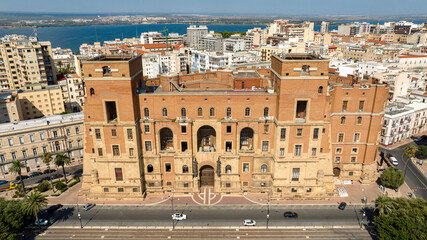 Aerial view of the Government Palace in Taranto, Puglia, Italy. It is the seat of the Prefecture...