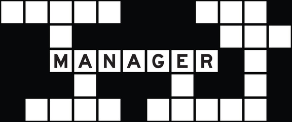 Alphabet letter in word manager on crossword puzzle background