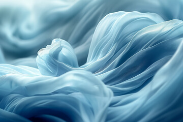 Obraz premium The gentle waves of soft blue fabric evoke tranquility, making it an ideal choice for a soothing background in decor or digital designs that require elegance and calm