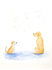 Playful Impressionist-style Canine and Feline Companions in Vibrant Watercolor