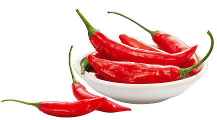 pote com pimenta vermelha crua isolado em fundo transparente