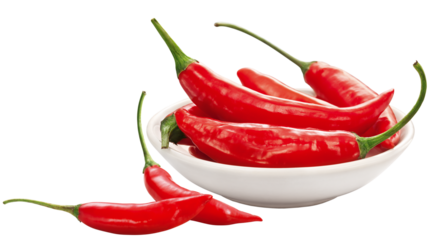 pote com pimenta vermelha crua isolado em fundo transparente