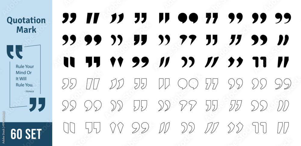 Fototapete quotation mark vector set. typographic designs collection of quote mark vector illustration.