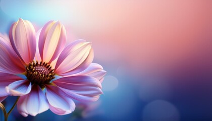 Abstract flower over soft gradient background with copy space