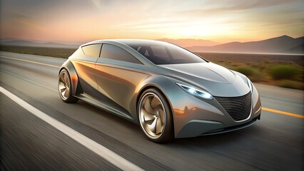 design of modern a car on the road.