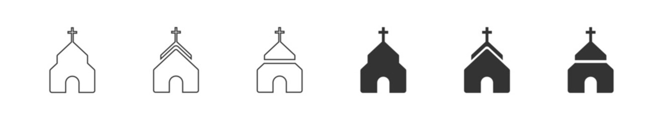 Church set icon. House with a cross, a Christian church. Isolated vector