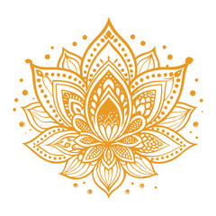 Filigree lotus flower on sacred geometry sign, vector handdrawn vector illustration