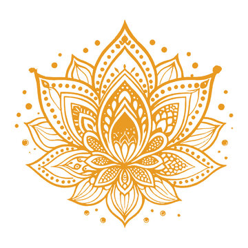 Filigree lotus flower on sacred geometry sign, vector handdrawn vector illustration