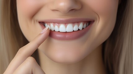 Obraz premium Portrait of a Woman with Radiant Smile, Close-Up