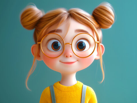Fototapeta 3d illustration kid wallpaper, cartoon kids, wallpaper for kids, kids portrait 3d, cute kids 3d style. 3d kid. Illustrations