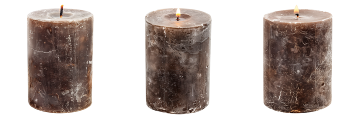 Vintage candle set  isolated on transparent or white background	