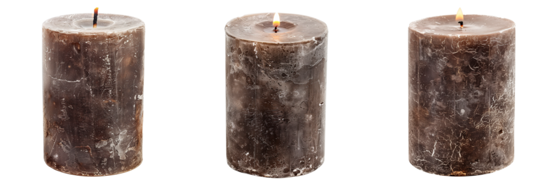 Vintage candle set  isolated on transparent or white background	