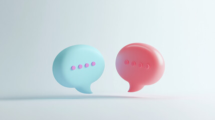 3d rendered chat balloon bubbles virtual world communication, virtual world symbols social media icons texting talking typing communicating online web conversation conference meeting discussion