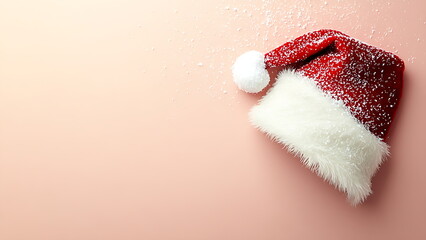 a santa claus hat on beige background