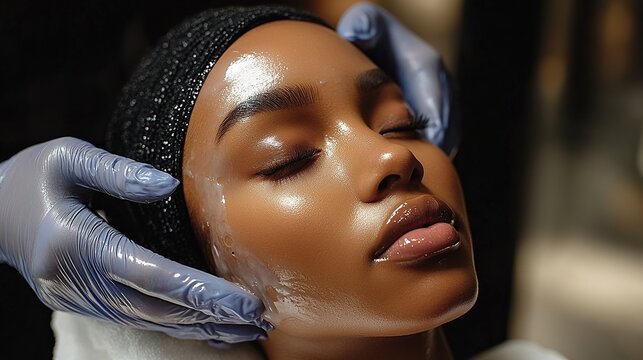 A beautician performs an ultrasound facial procedure, demonstrating the intersection of skincare and technology.