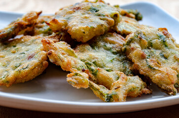 Perfectly Fried Vegetable Fritters. Traditional Fritters Cucur.