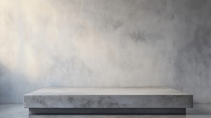 Minimalist 3D table and wall in empty studio room with soft lighting for product display  
