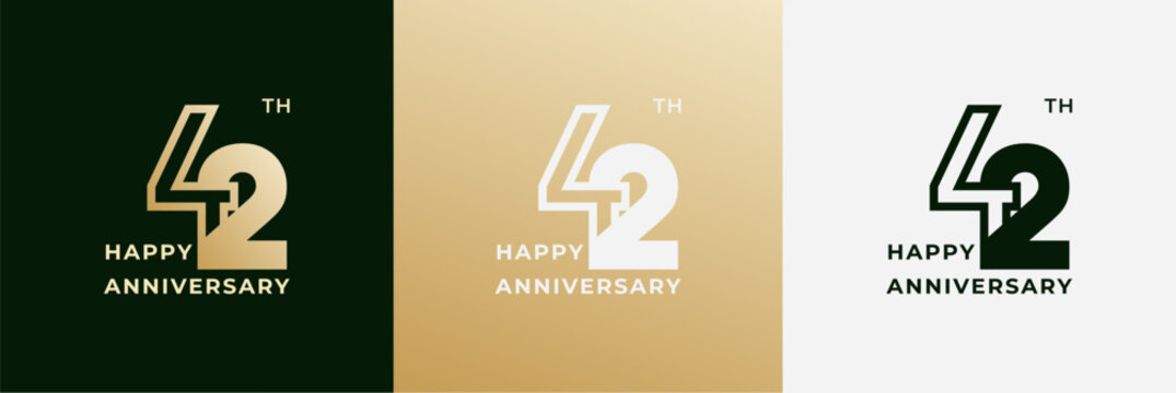 Logo 42th, 42 years anniversary, Creative design template for celebration, birthday, greeting. Editable file