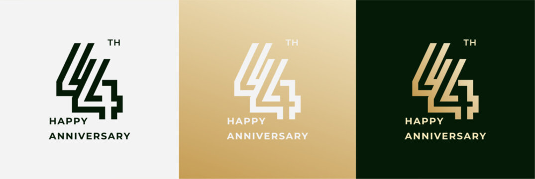 Logo 44th, 44 years anniversary, Creative design template for celebration, birthday, greeting and invitation. Editable file