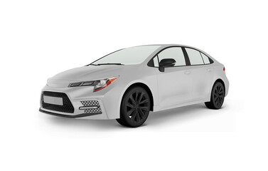 Modern White Sedan with Black Wheels