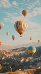 Obraz premium Vibrant hot air balloons floating gracefully across the sky picture