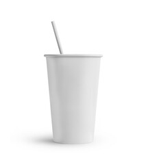 Glossy Cup With Straw Mockup