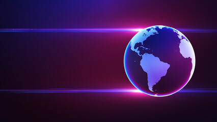 Earth with Lens Flares on Purple Gradient