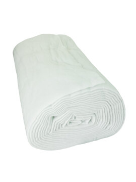 Sintepon rolled into a roll. White background, isolated.