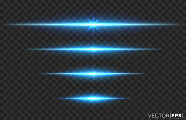 Laser light beam on black background. Vector illustration