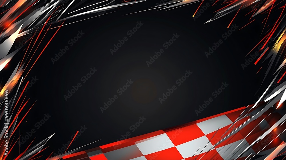 Poster Abstract checkered flag frame with dark background.