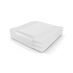 Stack of Neatly Folded White Towels with Towel Tag