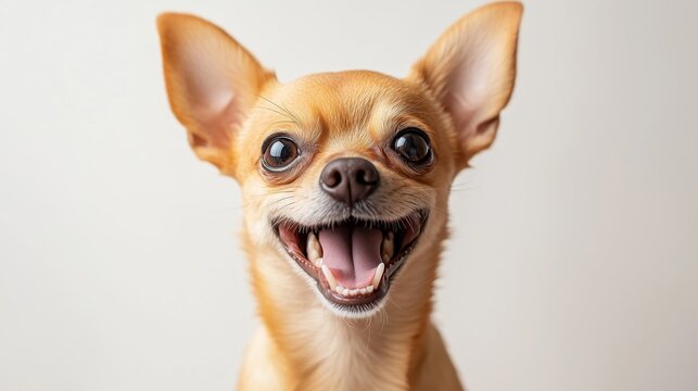 recommend clip art: portrait of a happy smiling Chihuahua dog on a white background,